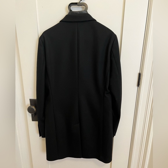 SOLD - The Kooples black wool overcoat with leather accent. - Picture 4 of 5